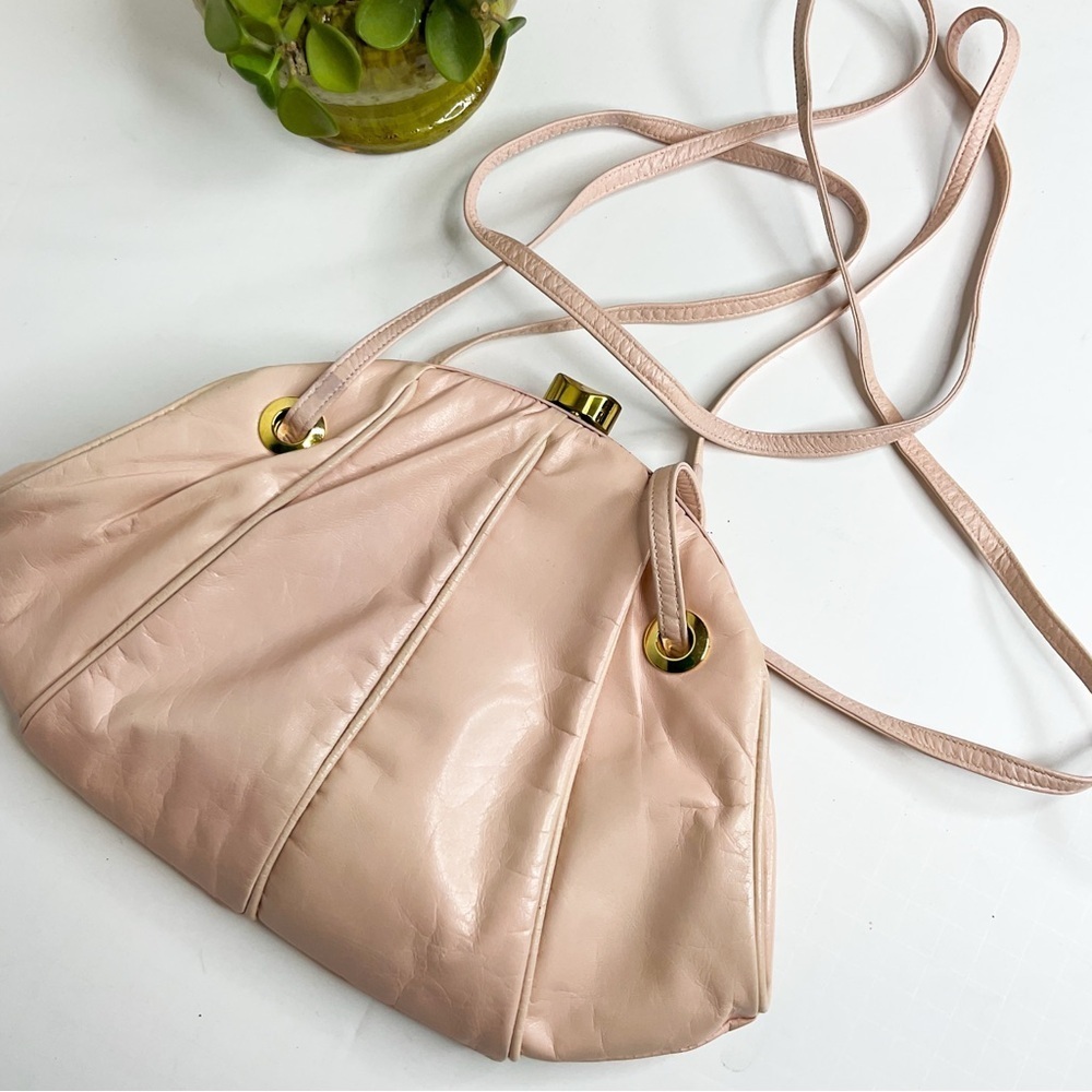 Vintage RO-EL Blush Pink Leather Crossbody Bag | Gold Hardware